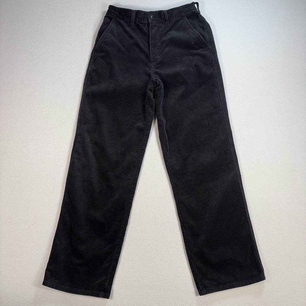 Muji‎ Kapok Blend Wide Leg Corduroy Pants Men XS* (27-28x29) Black Drawstring